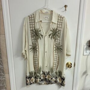 Pierre Cardin Cream Rayon Men’s Shirt Sz L